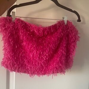 PrettyLittleThing Pink Fuzzy Crop Top